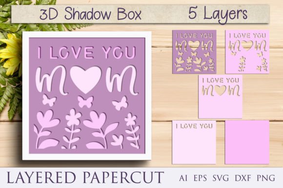 3D Layered Mom Shadow Box SVG for Laser Cutting Projects