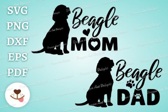 Beagle Mom Beagle Dad: A Playful Graphic Design Asset for Crafts and Local Branding