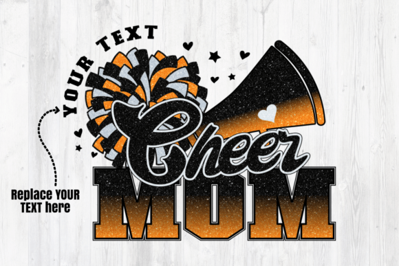 Cheer Mom Black Orange Sublimation for Crafts and Graphics