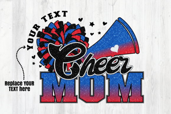 Cheer Mom Blue Red Sublimation: A Versatile Graphic Design Asset for Crafts and Branding