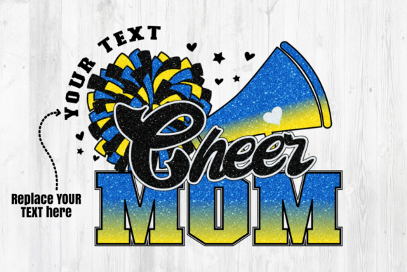 Cheer Mom Blue Yelloe Sublimation: A Vibrant Graphic Design Asset for Crafts and Branding