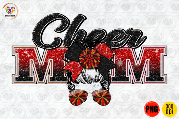 Cheer Mom, Messy Bun, Red Black PNG Review for Real Projects