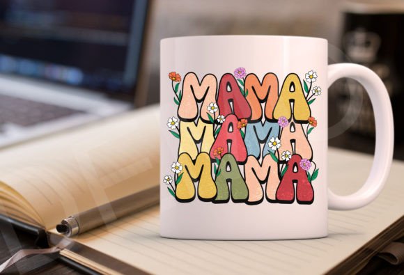 Mama Flower PNG: A Retro-Inspired Graphic Design Asset for Mothers Day T-Shirt Designs