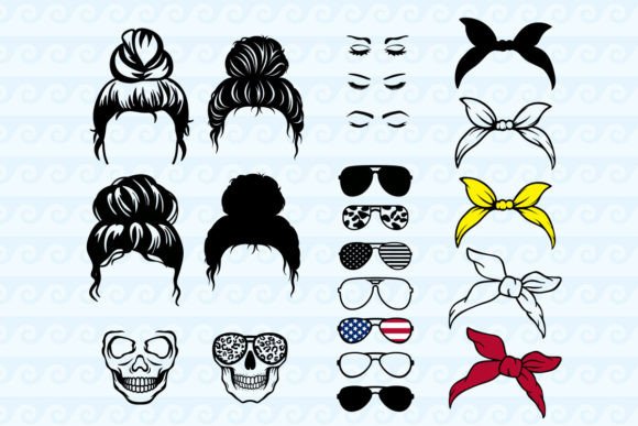 Messy Bun Mom Life Hair Skull: A Unique Graphic Asset for Crafts and Branding