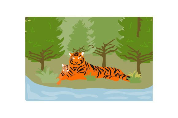 Mom Tiger Baby Tiger Sleeping in the Forest Embroidery Design Review