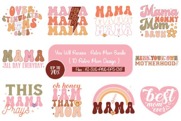 Retro Mom Design Bundle: A Graphics Pack for Crafts and Merch