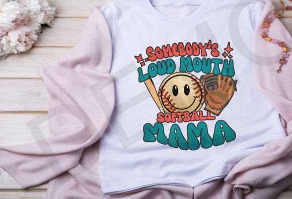 Somebody's Loud Mouth Softball Mama Png Review for T-Shirt Designs and Graphics
